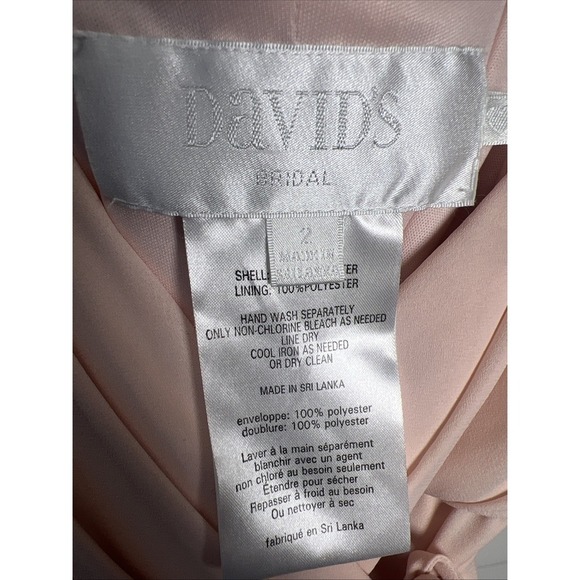 David's Bridal Double Strap Georgette Chiffon Wrap Maxi Dress Size 2 Petal - Picture 5 of 10